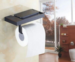 Oil Rubbed Bronze Wall Mount Bathroom With Shelf Toilet Paper Roll Holder 2ba195