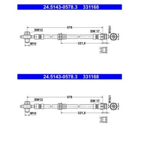 ATE 24.5143-0578.3 Manguera de Freno Delantera para Audi Q3 VW Tiguan - Imagen 1 de 1