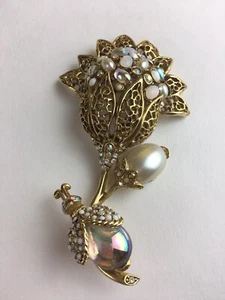 Fabelhafte Vintage Oscar de la Renta Anstecknadel antike Brosche goldfarben - Bild 1 von 5