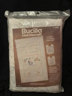 Vntg Bucilla Needlecraft 3496 Quilted Crib Cover Sampler Kit 40” X 60” New USA - Image 1 of 2