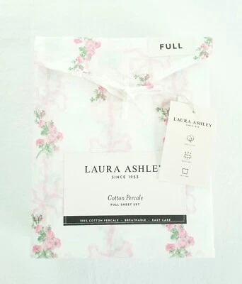 Conjunto de lençóis Laura Ashley rosa gasto rosas e arcos algodão percal COMPLETO novo com etiquetas - Imagem 1 de 4
