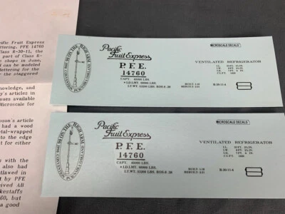 Decal Microscale O Custom PFE Reefer 1938 Experimental Paint Scheme O2190 - Image 1 of 4