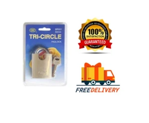 50mm Solid Brass Tri-Circle Close Shackle Padlock - Blister Pack - Picture 1 of 1