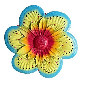 Outdoor Metal Flower Wall Art Spring Porch Garden Fence Yard Decor 20x20 - Picture 1 of 9