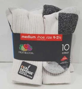 Fruit of the Loom Boys Durable Crew Socks, 10 Pack, White Size 9-2.5 - Picture 1 of 5