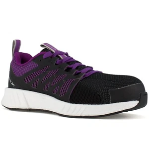 Reebok RB315 Women's Fusion Flexweave Black/Purple Comp Toe EH Work Shoes - Picture 1 of 5
