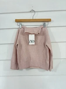 New Zara Kids Girl Dusty Pink Turtle Neck Fuzzy Warm Knit Sweater 4 5 years - Picture 1 of 10