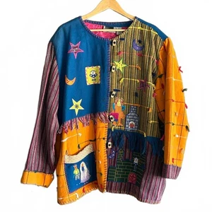 Abrigo Vintage Maggie Barnes Patchwork 4X Halloween Bordado - Imagen 1 de 8