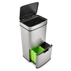 Automatik Mülleimer mit Sensor 72L Edelstahl Silber Abfalleimer Müll Abfall - Bild 1 von 8