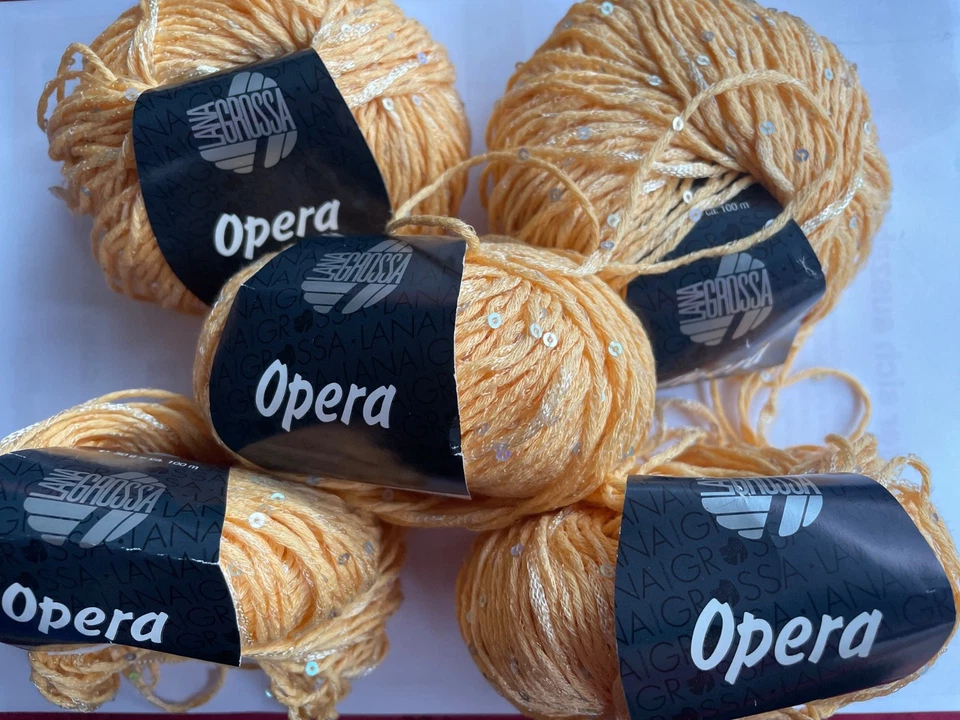 1 x 50g Lana Grossa Opera effektvolles Kontrastgarn m Pailletten gelb 100m - Bild 1 von 1