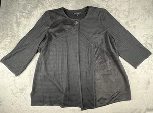 Ming Wang Cardigan Jacket Womens 2X Black Waffle Sweater Toggle Closure Classic - Picture 1 of 11