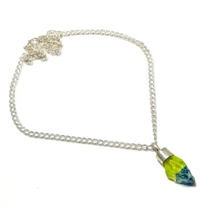 Bi-Color Druzy Gemstone Handmade 925 Sterling Silver Jewelry Necklace 18" Q938 - Picture 1 of 2