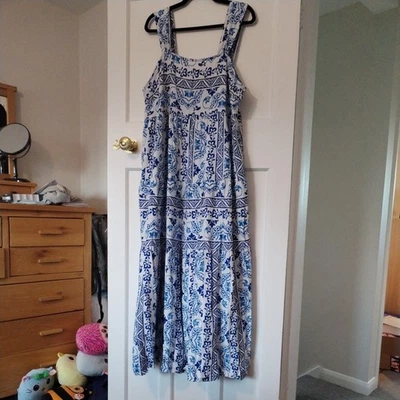 Ladies TU Sun Dress Ble & White 100% Cotton size 22 - Image 1 of 4