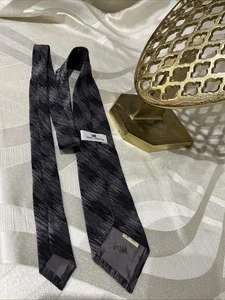 Issey Miyake Dark Grey Vintage 80s 100% Silk Standard Width Short Necktie Tie - Picture 1 of 9