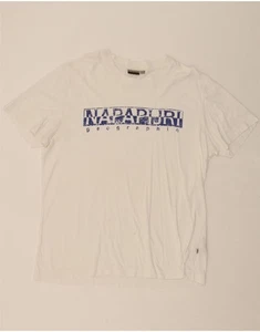 NAPAPIJRI Mens Graphic T-Shirt Top 2XL White Cotton FA13 - Picture 1 of 4