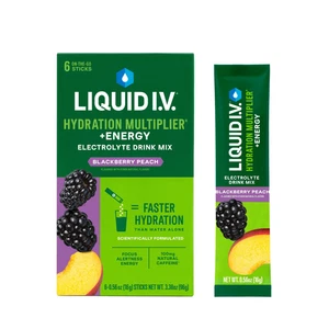 Paquete de 2 Multiplicadores de Hidratación Líquidos IV Melocotón Mora Mezcla en Polvo Paquete de 6 - Imagen 1 de 4