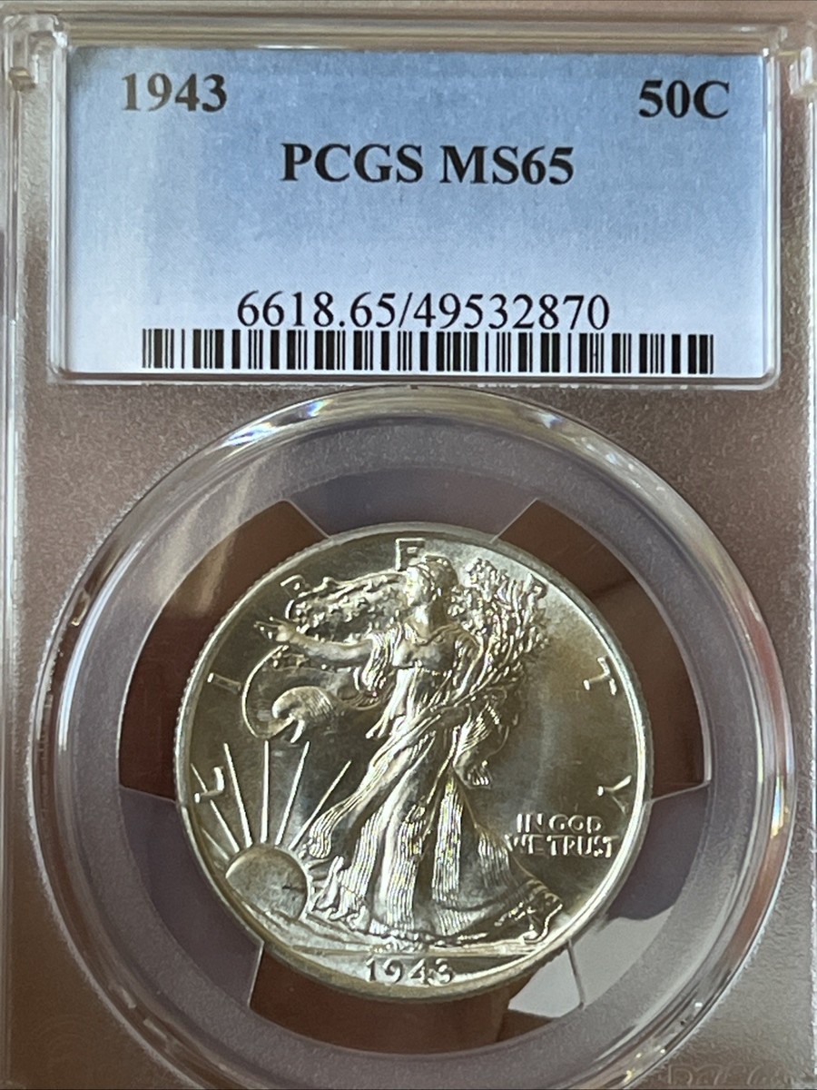 MS 65 Graded 1943 Year Liberty Walking Half Dollars (1916 MS 65 Graded 1943 Year Liberty Walking Half Dollars (1916