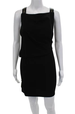 Escada Womens Side Zip Sleeveless Square Neck Shift Dress Black Size FR 38 - Image 1 of 4
