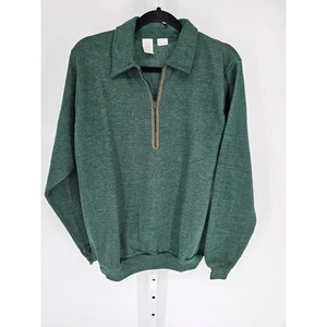 Vintage 1970er Sears Herren Gr. L Tall 1/2 Zip Kragen grün Sweatshirt - Bild 1 von 4