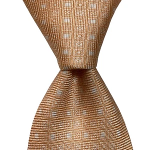 LUIGI BORRELLI NAPOLI Herren Seide XL Krawatte ITALIEN Luxus Geometrisch Orange GUC - Bild 1 von 3