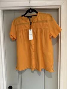 Cotton Trim Detail Short Sleeve Shirt Blouse UK 10 Mango Orange - Picture 1 of 10