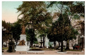 1911 The Gore Hamilton Ontario Statue Trees Vintage Canada Postcard PM - Picture 1 of 2