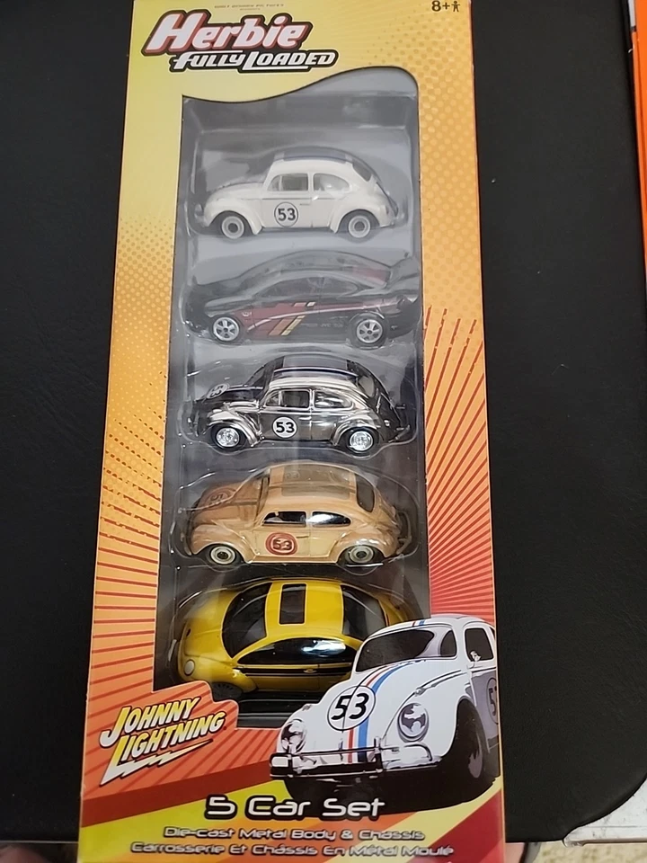 Johnny ⚡️Lightning Herbie Fully Loaded 5 Car Set WHITE Lightning Herbie  - Image 1 of 4