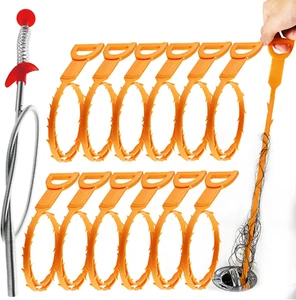 Snake Drain Hair Clog Remover: Remover Auger Cleaning Tool (12Pcs) with Steel Cl - Picture 1 of 12