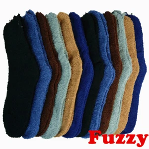 6 Pairs For Men Soft Cozy Fuzzy Winter Warm Solid Slipper House Socks Size 10-13 - Picture 1 of 6
