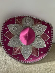 Charro Hat Authentic Mexican Sombrero Hat Costume Large Sombrero Pink Mariachi - Picture 1 of 6