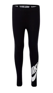 NWT NIKE GIRLS KIDS SIZE 6 ~ BLACK ESSENTIAL LEGGINGS WITH LOGO ~ MSRP $20.00 - Picture 1 of 11