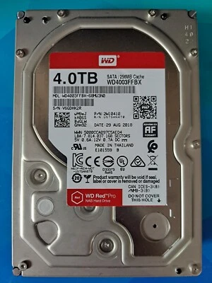 1 x 4TB WD WD4003FFBX  HHD Red Pro 4TB 3.5" SATA III NAS Hard Drive FREE POSTAGE - Image 1 of 2