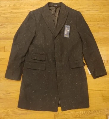 Stafford Men’s Wool Blend Classic Fit Overcoat Size 44 Charcoal Donegal - Image 1 of 4
