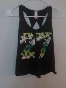 No Boundaries Juniors Print Cami Top Medium 7-9 #27 palm trees Racer Back black - Picture 1 of 11