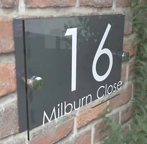 Contemporary HOUSE SIGN / PLAQUE / DOOR / NUMBER / GLASS EFFECT ACRYLIC - Picture 1 of 5