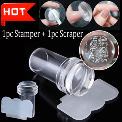 Silicone Nail Stamper French Manicure Stamping Jelly Nails Art DIY Stamp Scraper - Image 1 of 4