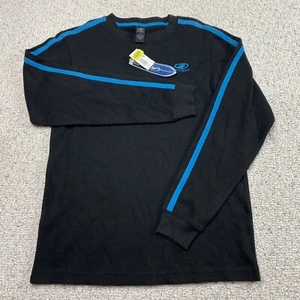 First Wave Boys Top sz 16 Black Blue Stripe Crew Neck Stretch Waffle Casual NEW - Picture 1 of 13