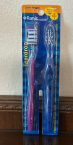 NOS Ranir Toothbrushes Teardrop Sure Grip Handle Soft Bristle Purple & Blue - Picture 1 of 4