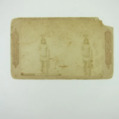 Stereoscope Apache Indian Chief Arizona Native American Portrait Antique RARE - Image 1 of 4