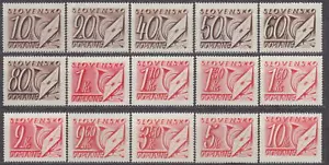 ESLOVAQUIA - OCUPACIÓN ALEMANIA NAZI 1942 - FRANQUEO COMPLETO DEBIDO Mi.: 24-38 **MNH** - Imagen 1 de 1