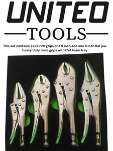 Locking Pliers 4pc Mole Grips Adjustable Wrench Vice Grips Pliers Long No Eva - Picture 1 of 2