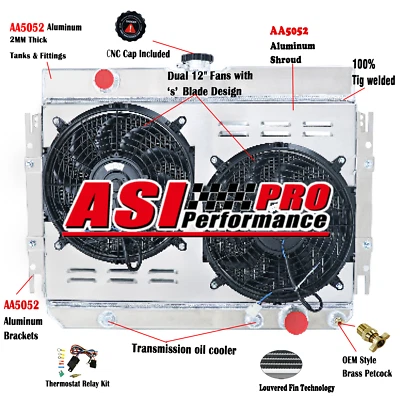 Relé de ventilador de cubierta de radiador de 4 filas para 59-68 Chevy Bel Air Impala Caprice Chevelle Foto 1 de 4