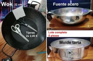 Wok-ensaladera acero-molde tarta-tijeras 15,90 - Imagen 1 de 9