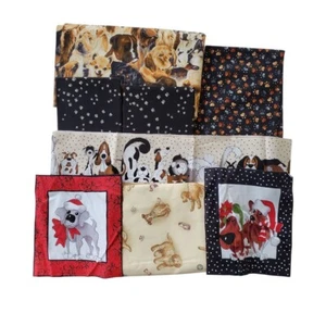 Quilt Craft Fabric 100% Cotton and Flannel Dog Theme 8 Pcs Yardage Cuts FQ - Picture 1 of 7