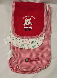 Carters set 3 Burp Cloths Holiday Xmas Santa Loves Me Baby or Reborn Doll NEW - Picture 1 of 3