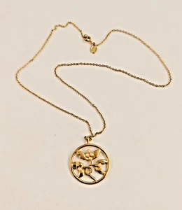 AVON Halskette mit Anhänger 18 Zoll flüsternde Blätter goldfarben Kunstperlen Vintage - Bild 1 von 5