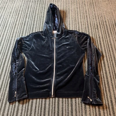 Suéter con Capucha Cremallera Completa Azul Terciopelo De Colección Nike Para Mujer Talla Mediana Raro Foto 1 de 4
