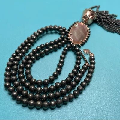 Kendra Scott Tatiana Collar Colgante Borla Cuentas Largas En Perla Marrón Defecto Foto 1 de 4