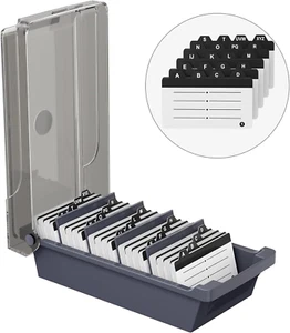 Business Card Holder for Desk, Large Plastic Business Card Organizer Box, - Picture 1 of 12