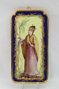 SEVRES HAND PAINTED PLACQUES OF ORIENTAL WOMAN IN BRASS FRAME. 100% AUTHENTIC. - Picture 1 of 4